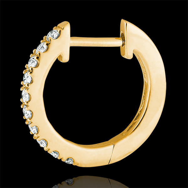 Freshness semi-paved hoop earrings - Eva - yellow gold 18 carats and diamonds