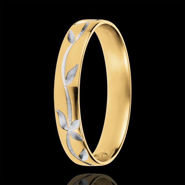 Freshness wedding ring - Ivy engraved - Yellow gold - 18 carat : Edenly  jewelery