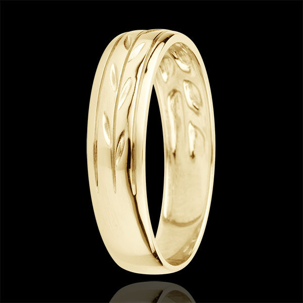 Freshness wedding ring - Palm variation engraved yellow gold - 18 carat