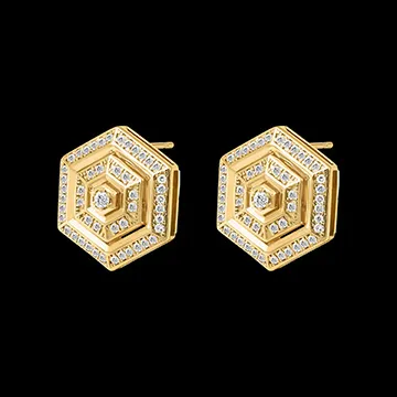 Ohrringe Hexad - Gelbgold 9 Karat mit Diamanten 