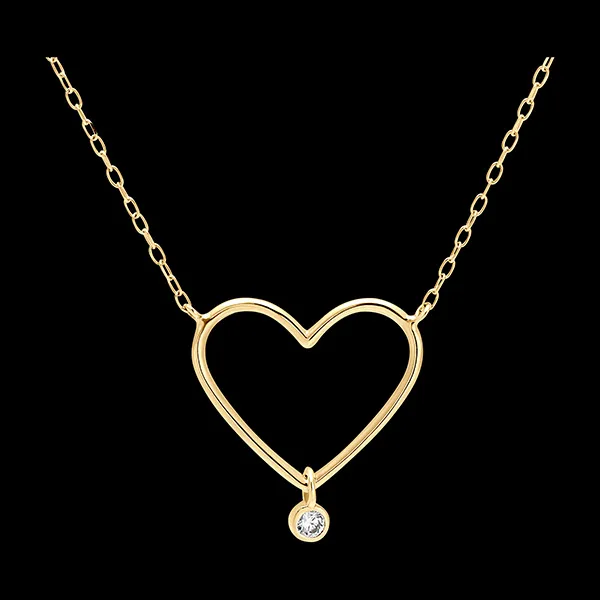 Halskette Frische - Herz mit Diamant - 18 Karat Gelbgold und Diamant