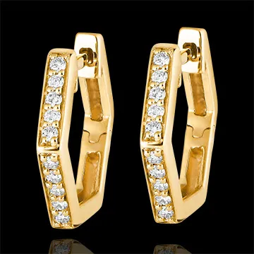 Creolen Frische - Hexagonia - 9 Karat Gelbgold und Diamanten