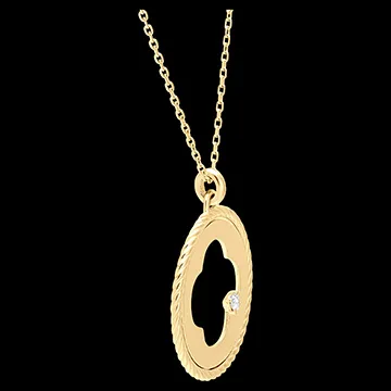 Halskette Frische - Absolutes Kleeblatt - 9 Karat Gelbgold und Diamanten
