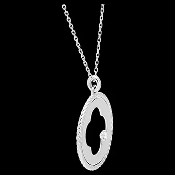 Halskette Frische - Absolutes Kleeblatt - 9 Karat Weißgold und Diamanten