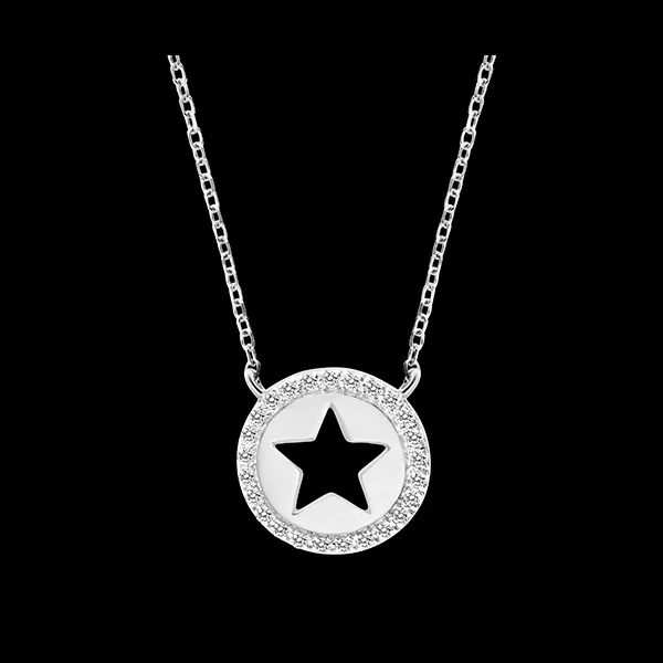 Halskette Stellar - Weißgold 9 Karat mit Diamanten