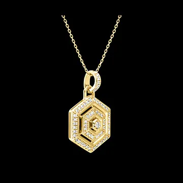 Halskette Hexad - Gelbgold 9 Karat mit Diamanten 
