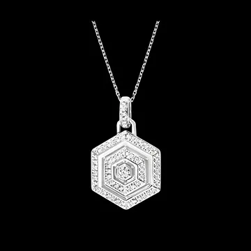 Halskette Hexad - Weißgold 9 Karat mit Diamanten 