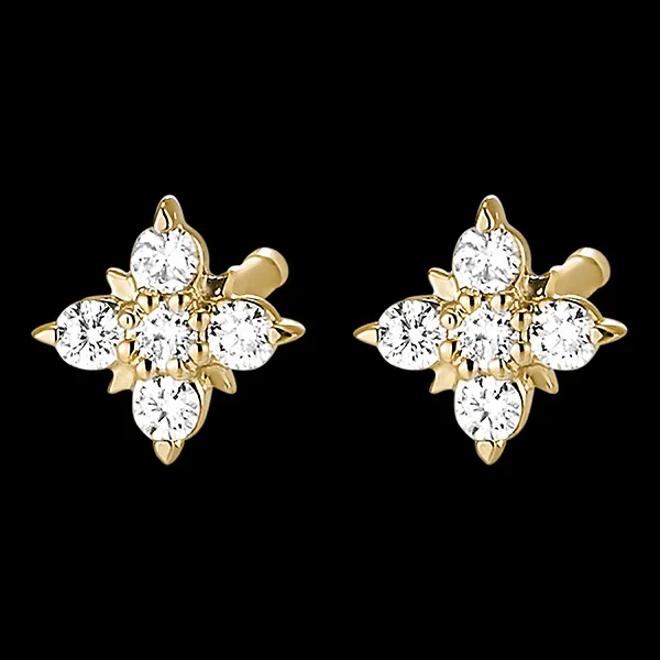 Fraîcheur Ohrringe - Kostbare Blütenblätter - 9 Karat Gelbgold mit Diamanten