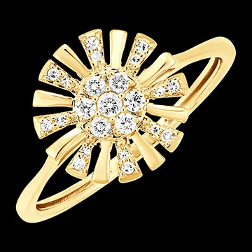 Ring Fraîcheur - Solar - 9 Karat Gelbgold und Diamanten