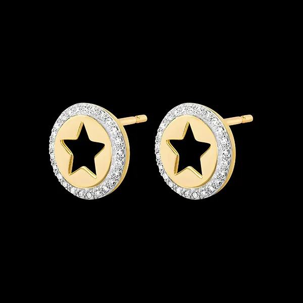 Ohrringe Stellar - Weißgold und Gelbgold 18 Karat mit Diamanten 