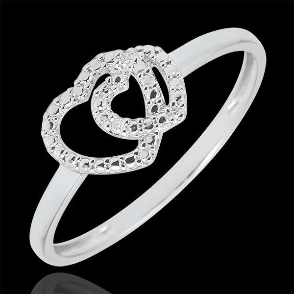 Ring Weissgold und Diamanten - Herzen Komplizen