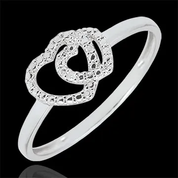 Ring Weissgold und Diamanten - Herzen Komplizen