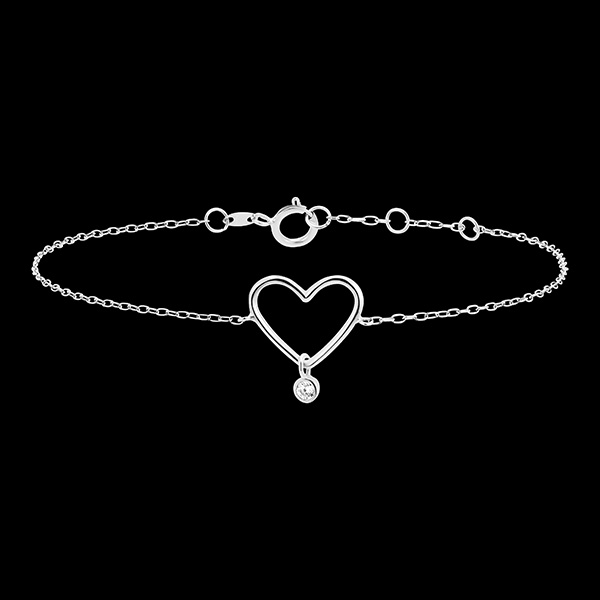 Armband Frische - Herz mit Diamant - 18 Karat Weißgold und Diamant