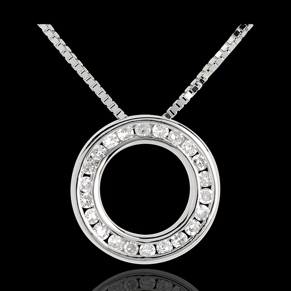 Collier Pendel in Weissgold - 22 Diamanten