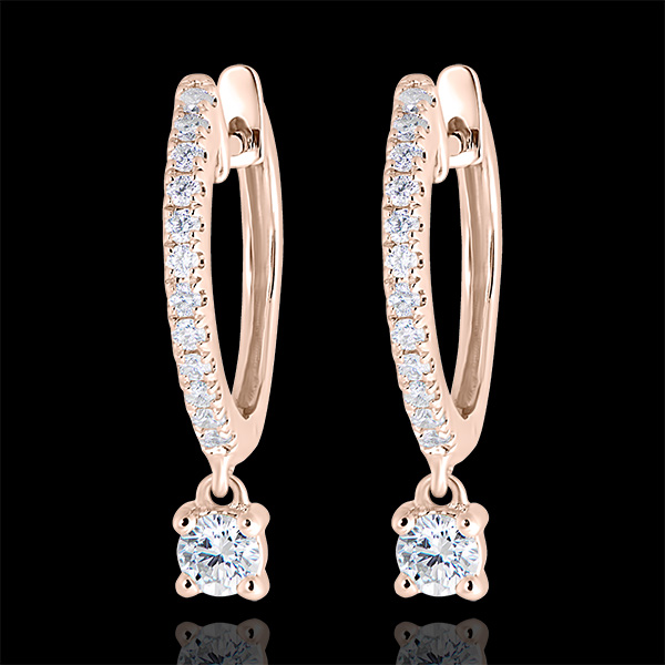 Creolen halb ausgefasstes Pavé Frische - Kleiner Anhänger - 9 Karat Roségold und Diamanten