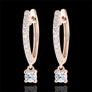 Creolen halb ausgefasstes Pavé Frische - Kleiner Anhänger - 9 Karat Roségold und Diamanten