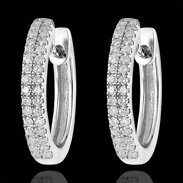 Creolen halb ausgefasstes Pavé Frische - Céleste- 18 Karat Weißgold und Diamanten