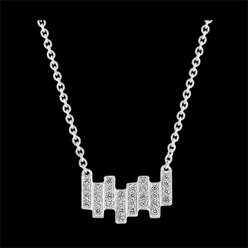 Halskette Frische - Melodie - 9 Karat Weißgold und Diamanten