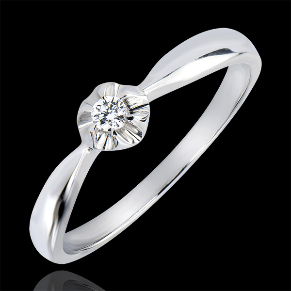 Solitär Ring Frische - Goldknospe - 18 Karat Weißgold und Diamant