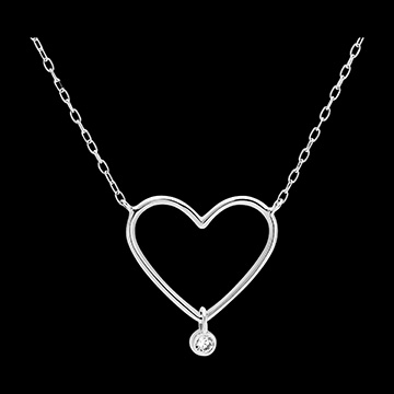 Halskette Frische - Herz mit Diamant - 18 Karat Weißgold und Diamant