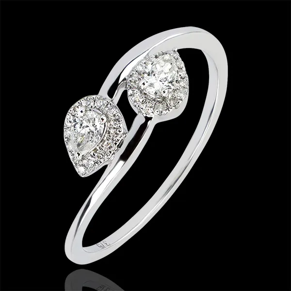Ring Vielfalt - Du & Ich Tropfen Diamanten - 9 Karat Weißgold und Diamanten 