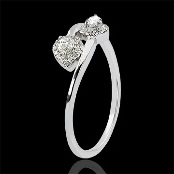 Ring Vielfalt - Du & Ich Tropfen Diamanten - 9 Karat Weißgold und Diamanten 