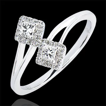 Ring Vielfalt - Du & Ich Princess Diamanten - 18 Karat Weißgold und Diamanten 