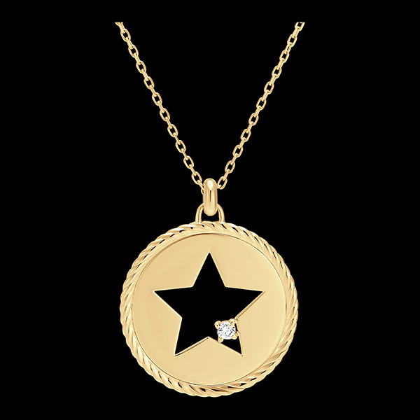 Halskette Frische - Absoluter Stern - 9 Karat Gelbgold und Diamanten