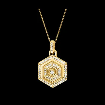 Halskette Hexad - Gelbgold 9 Karat mit Diamanten 