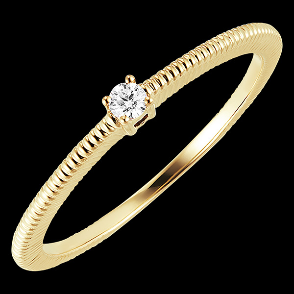 Fraîcheur Ring - Bearbeiteter Solitär - Gelbgold 9 Karat und Diamant