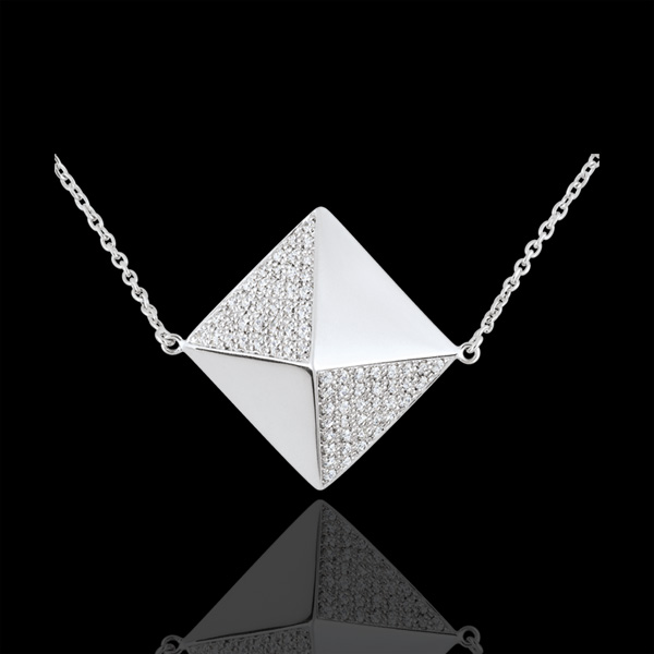 Collier Schöpfung - Sautoir- Kette Rohdiamanten Weißgold- 18 Karat