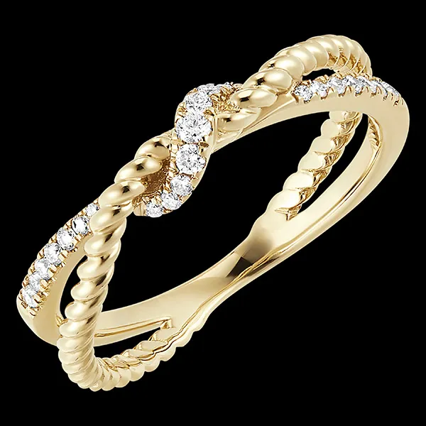Fraîcheur Ring - Goldene Schleife - 9 Karat Gelbgold mit Diamanten