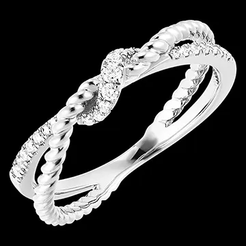 Fraîcheur Ring - Goldene Schleife - 18 Karat Weißgold mit Diamanten