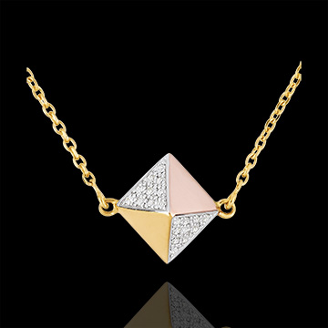 Collier Schöpfung - Rohdiamanten Zweierlei Gold - 18 Karat