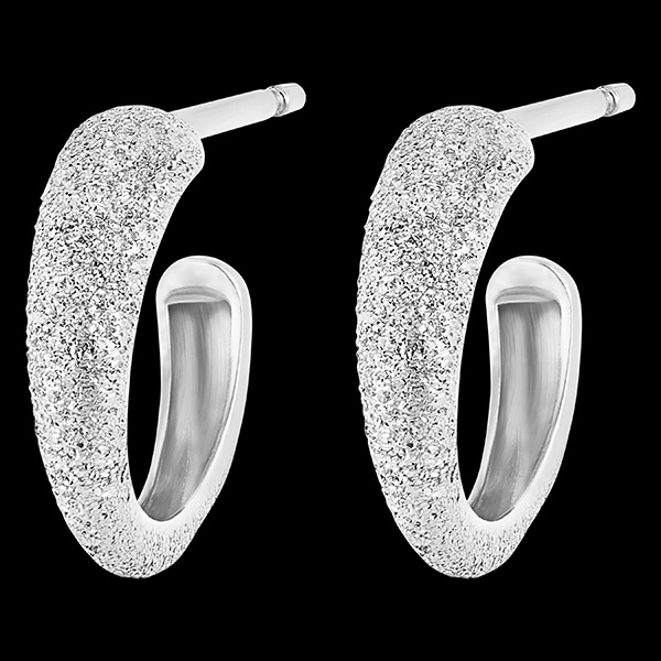 Ohrringe Frische - Creolen mit Diamanteffekt - Weißgold, 9 Karat