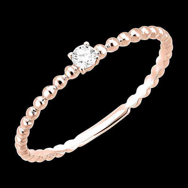 Ring Fraîcheur - Solitaire Blase Rund - Roségold 18 Karat und Diamant