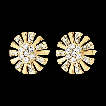 Ohrstecker Fraîcheur - Solar - 9 Karat Gelbgold und Diamanten