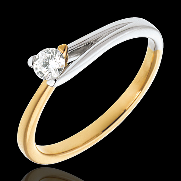 Fusion Solitaire ring yellow gold-white gold