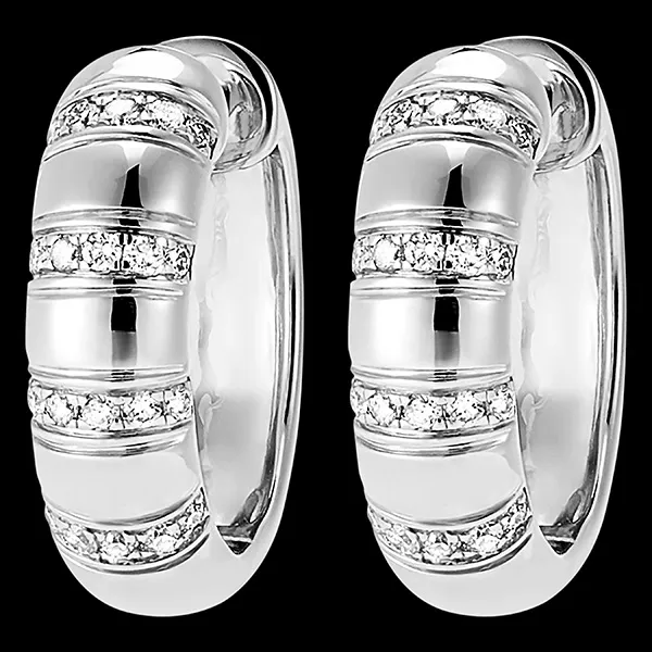 Boucles d'oreilles Genèse - Créoles Pura - or blanc 9 carats et diamants