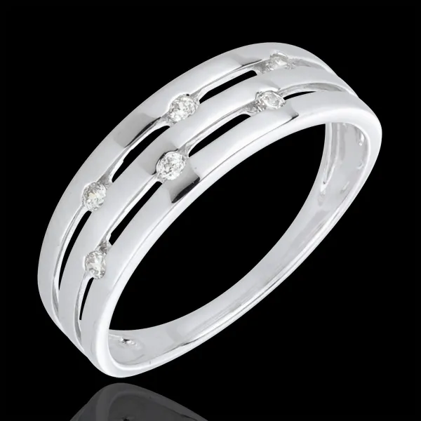Bague soir d'été or blanc 18 carats et diamants