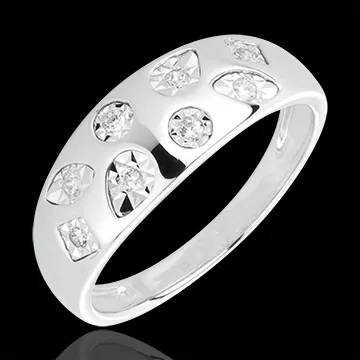 Bague tutti-frutti or blanc 18 carats et diamants