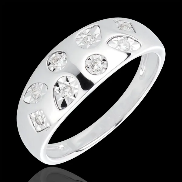 Bague tutti-frutti or blanc 18 carats et diamants