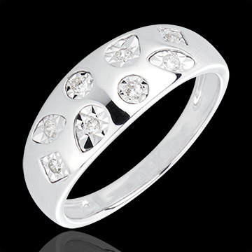 Bague tutti-frutti or blanc 18 carats et diamants