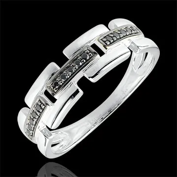 Bague Clair Obscur - Chemin Secret - or blanc, diamant noir - petit modèle 9 carats