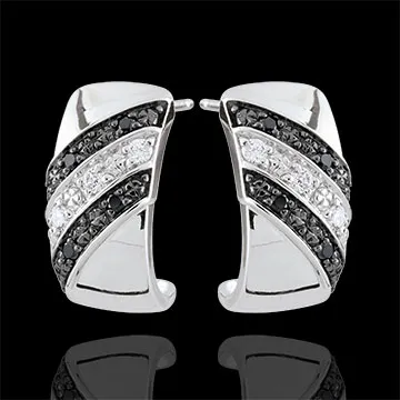 Creole earrings Clair Obscure - Twilight - black diamonds - 9 carat