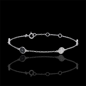 White Gold Myriad of Stars Bracelet with white diamonds and black diamonds