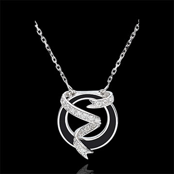 Necklace Clair Obscure - Ribbon Stars - black lacquer and diamonds - 18 carat