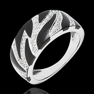Ring Wild Feline - black lacquer and diamonds