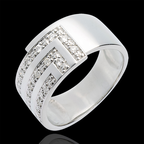 Cubic diamond paved ring white - 17diamonds