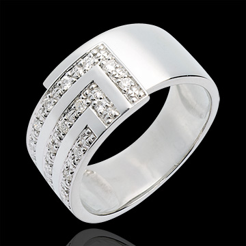 Cubic diamond paved ring white - 17diamonds